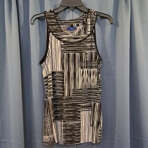 Apt. 9 Black and White Graphic Sleeveless Tank Top